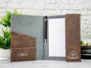 Custom Engraved Letter Size Leather Portfolio with Legal Pad